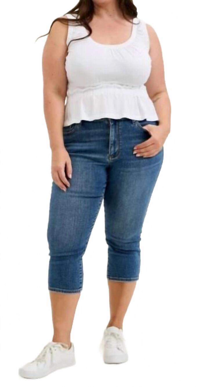 NEW JUDY BLUE women's mid-rise capri pants - plus in blue